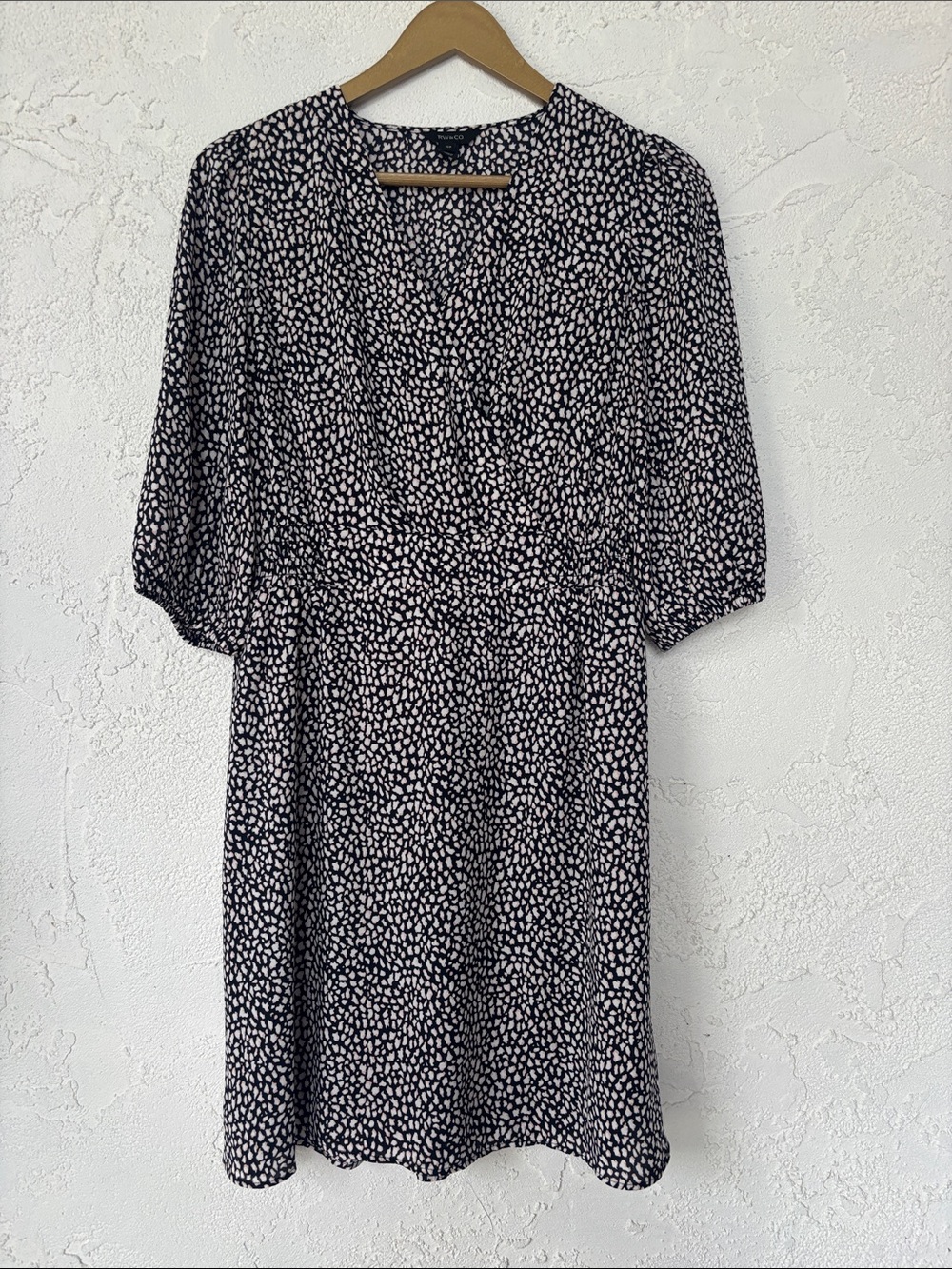 Women's Black and White Printed Wrap Dress